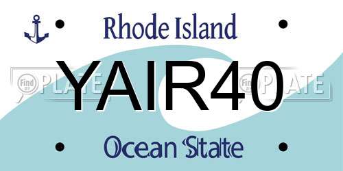 YAIR40 Rhode Island License Plate