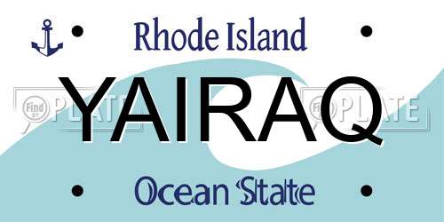 YAIRAQ Rhode Island License Plate