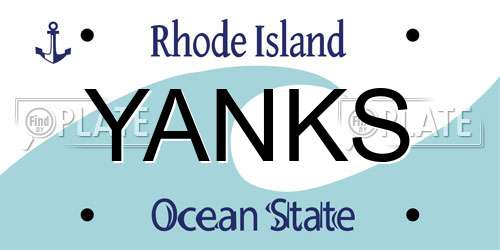 YANKS Rhode Island License Plate