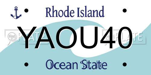 YAOU40 Rhode Island License Plate