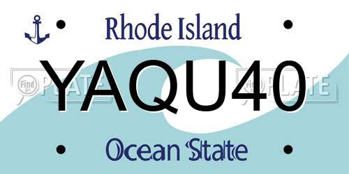 YAQU40 Rhode Island License Plate