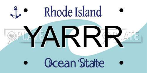YARRR Rhode Island License Plate
