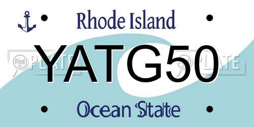 YATG50 Rhode Island License Plate