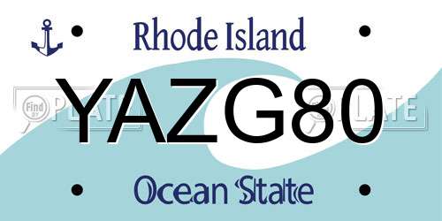 YAZG80 Rhode Island License Plate