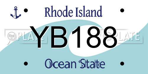 YB188 Rhode Island License Plate