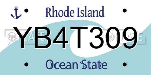 YB4T309 Rhode Island License Plate