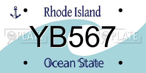 YB567 Rhode Island License Plate