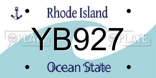 YB927 Rhode Island License Plate