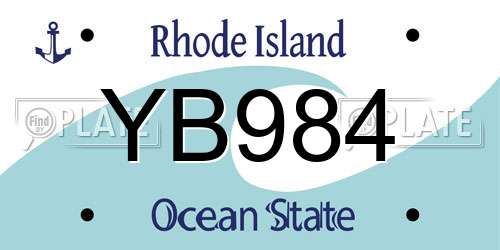 YB984 Rhode Island License Plate
