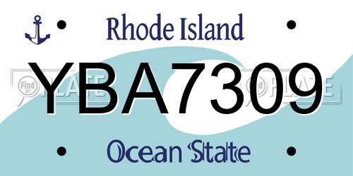 YBA7309 Rhode Island License Plate