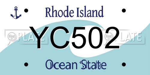 YC502 Rhode Island License Plate