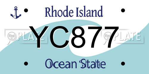YC877 Rhode Island License Plate