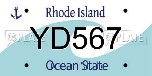 YD567 Rhode Island License Plate