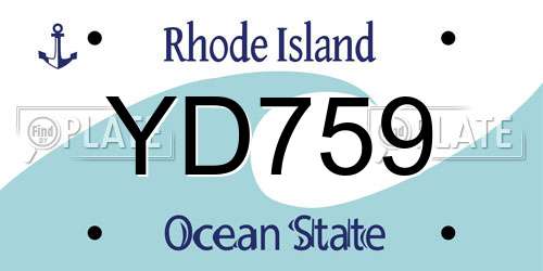 YD759 Rhode Island License Plate