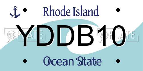 YDDB10 Rhode Island License Plate
