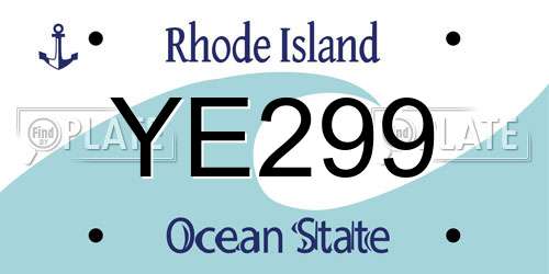 YE299 Rhode Island License Plate