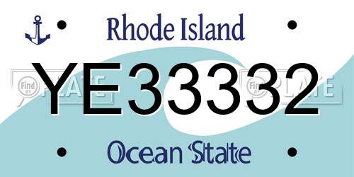 YE33332 Rhode Island License Plate