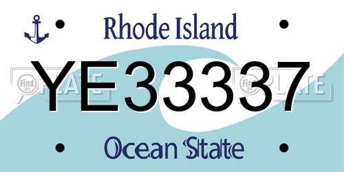YE33337 Rhode Island License Plate