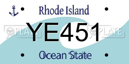 YE451 Rhode Island License Plate