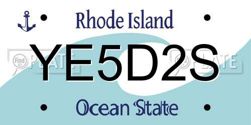 YE5D2S Rhode Island License Plate