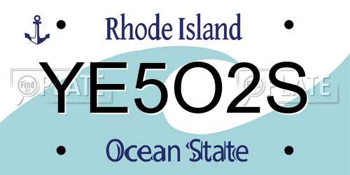 YE5O2S Rhode Island License Plate