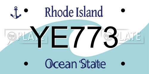 YE773 Rhode Island License Plate