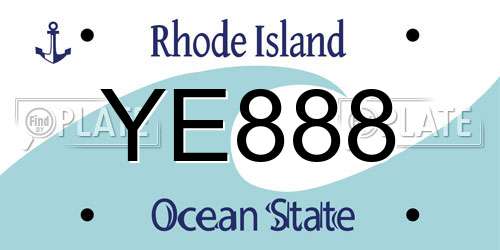 YE888 Rhode Island License Plate