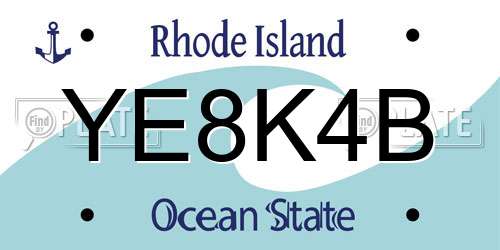 YE8K4B Rhode Island License Plate