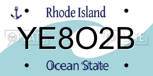 YE8O2B Rhode Island License Plate