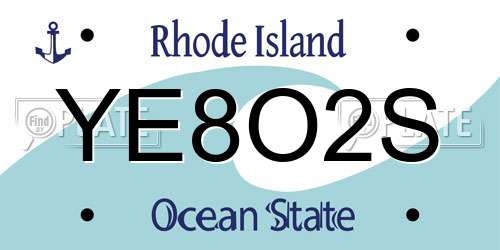 YE8O2S Rhode Island License Plate