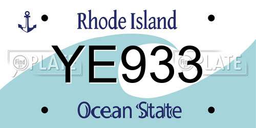 YE933 Rhode Island License Plate
