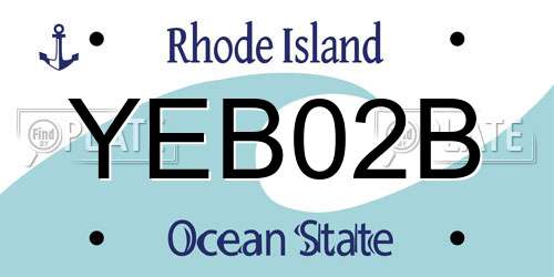 YEB02B Rhode Island License Plate