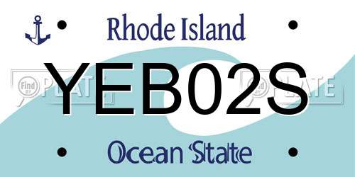 YEB02S Rhode Island License Plate