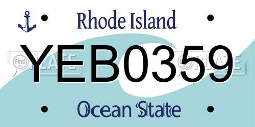 YEB0359 Rhode Island License Plate