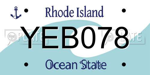 YEB078 Rhode Island License Plate