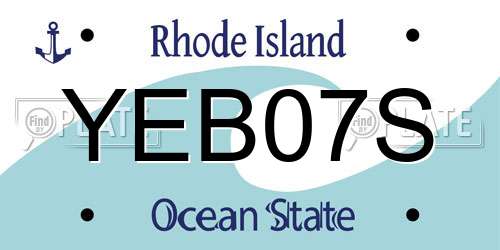 YEB07S Rhode Island License Plate