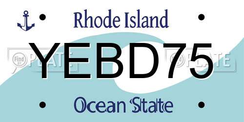 YEBD75 Rhode Island License Plate