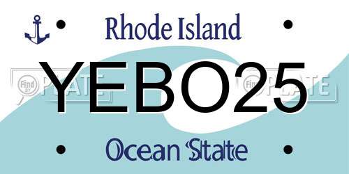 YEBO25 Rhode Island License Plate