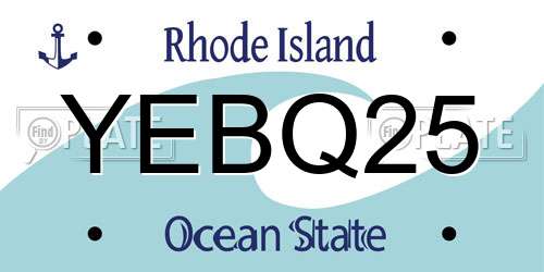 YEBQ25 Rhode Island License Plate