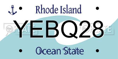 YEBQ28 Rhode Island License Plate