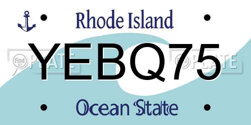 YEBQ75 Rhode Island License Plate