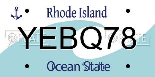 YEBQ78 Rhode Island License Plate