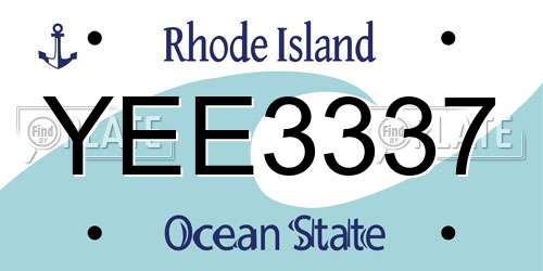 YEE3337 Rhode Island License Plate