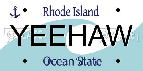 YEEHAW Rhode Island License Plate