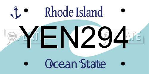 YEN294 Rhode Island License Plate