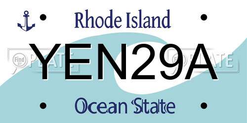YEN29A Rhode Island License Plate
