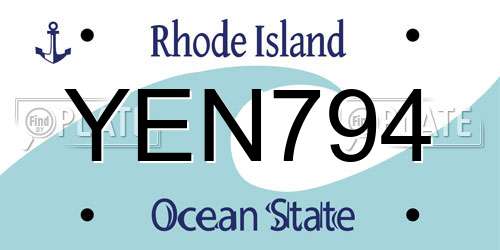 YEN794 Rhode Island License Plate