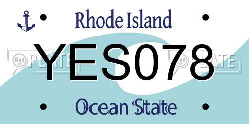 YES078 Rhode Island License Plate