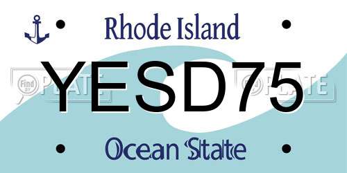 YESD75 Rhode Island License Plate
