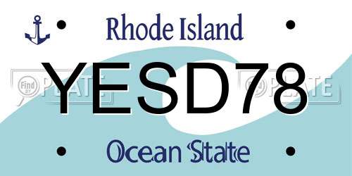 YESD78 Rhode Island License Plate